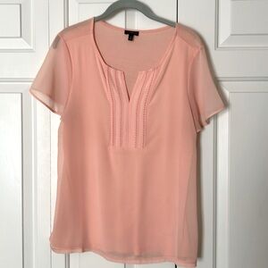 Ladies TALBOTS Apricot Sheer Overlay Tee, sz M